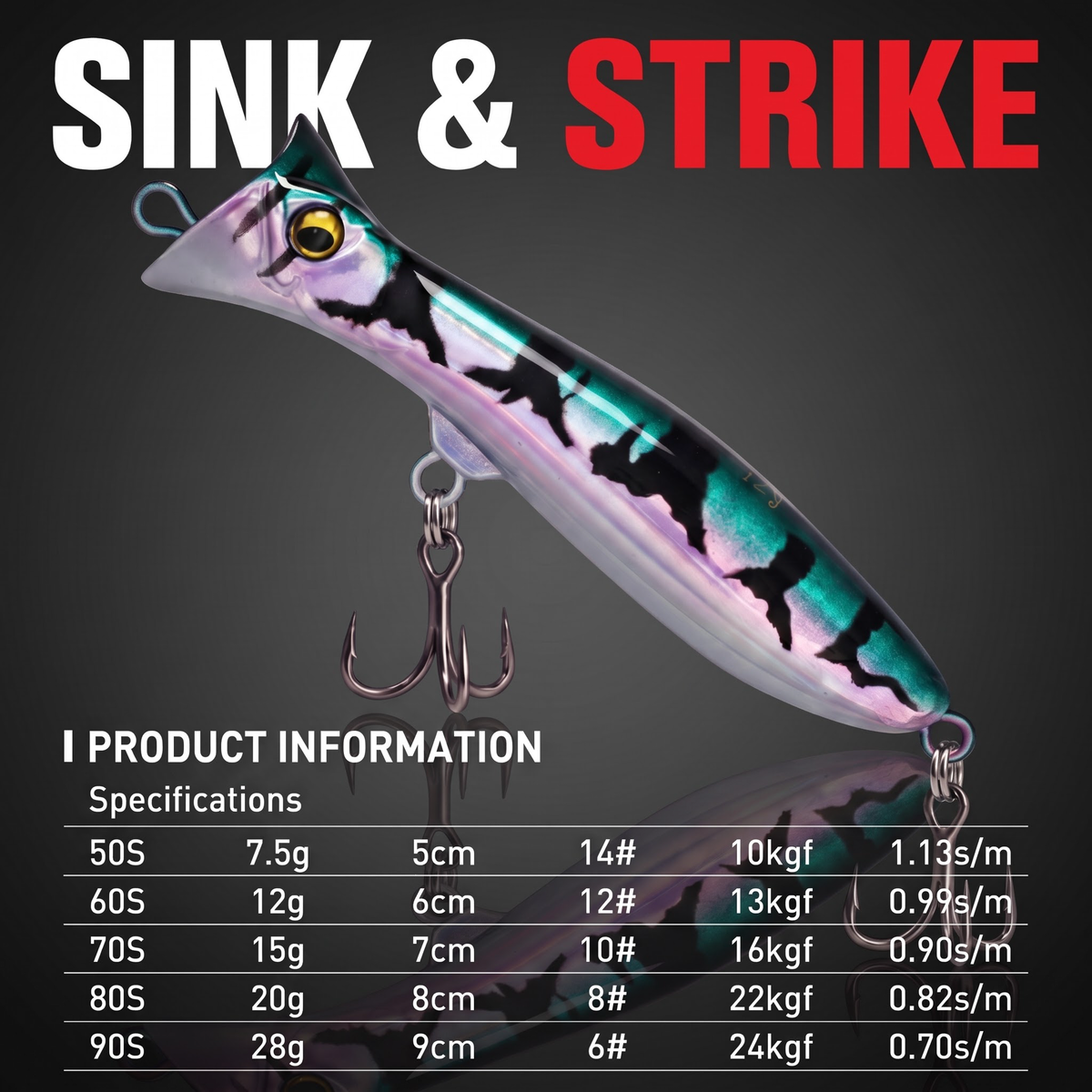 Sinking Pencil Bait — Long Cast Flutter Sinking Lure | 5 Sizes