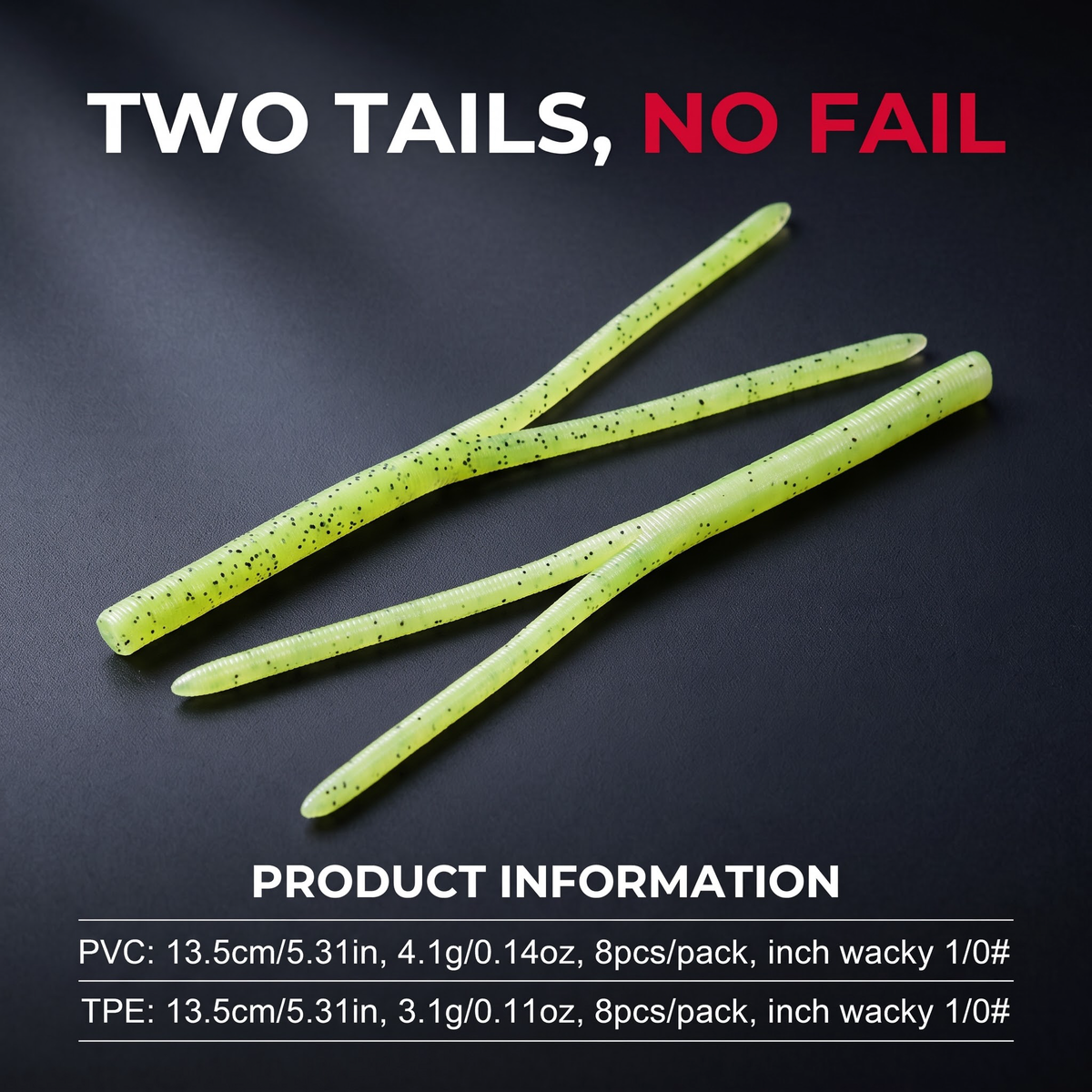 Double Tail Stick Worm Soft Bait | 8-Pack Finesse Worm for Bass