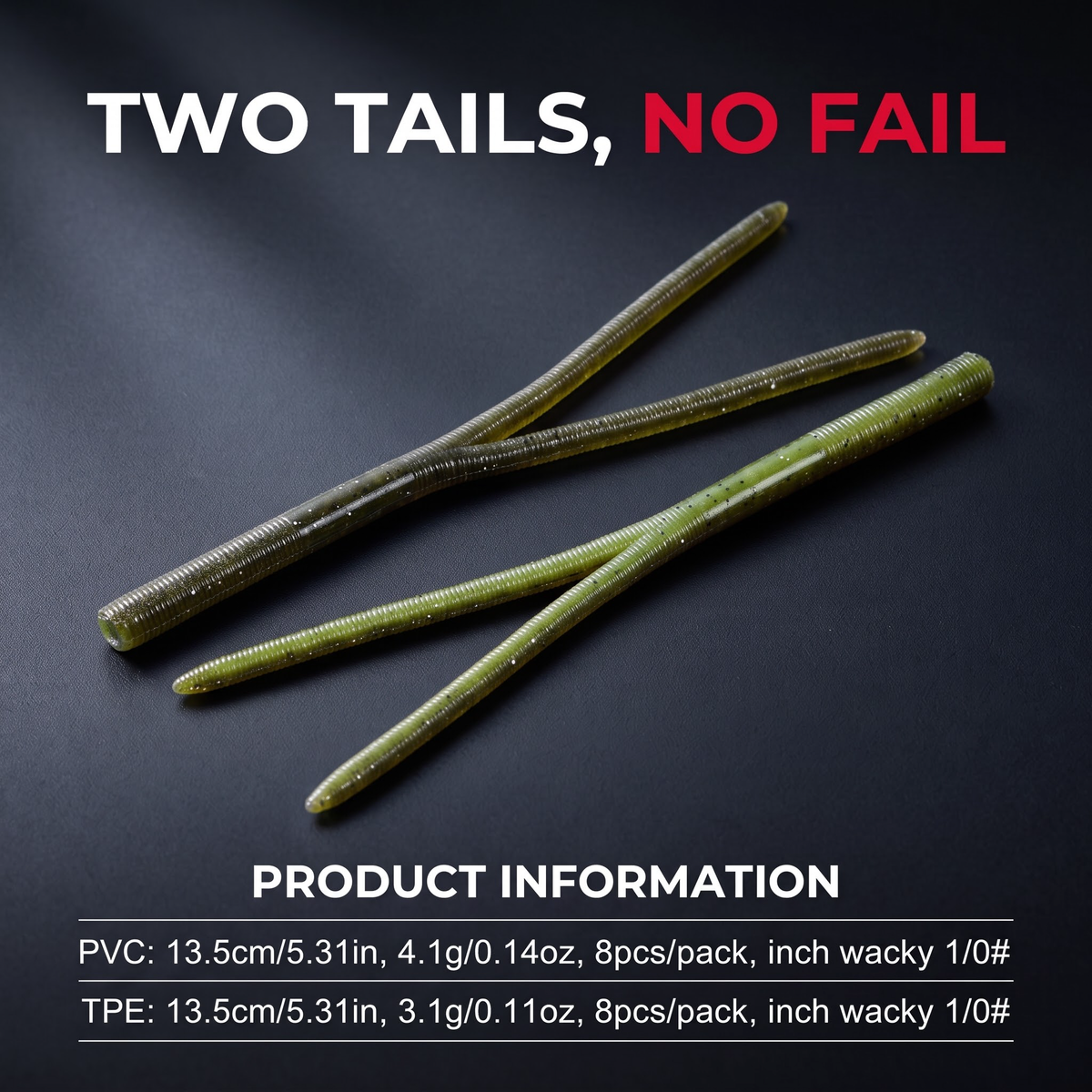 Double Tail Stick Worm Soft Bait | 8-Pack Finesse Worm for Bass
