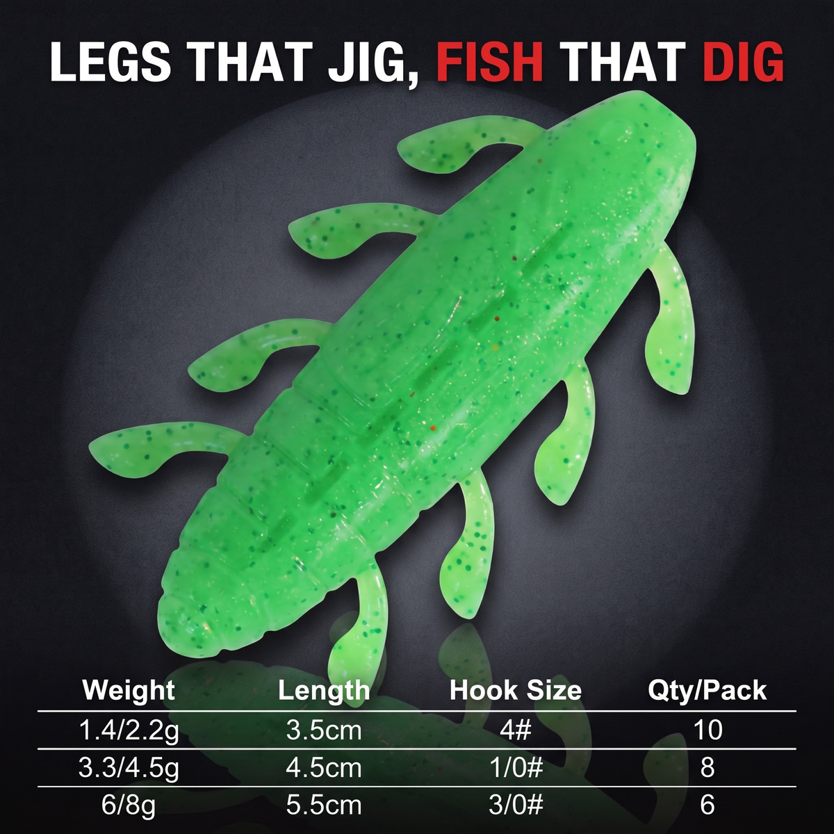 Cicada Multi-Leg Creature Bait — Salted Sinking Soft Plastic | 3 Sizes