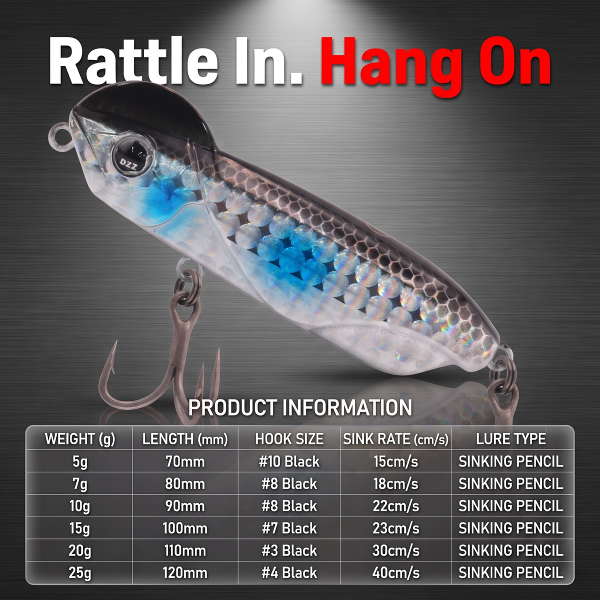 Rattle Sinking Pencil - Noise Rattle Sinking Pencil Hard Bait