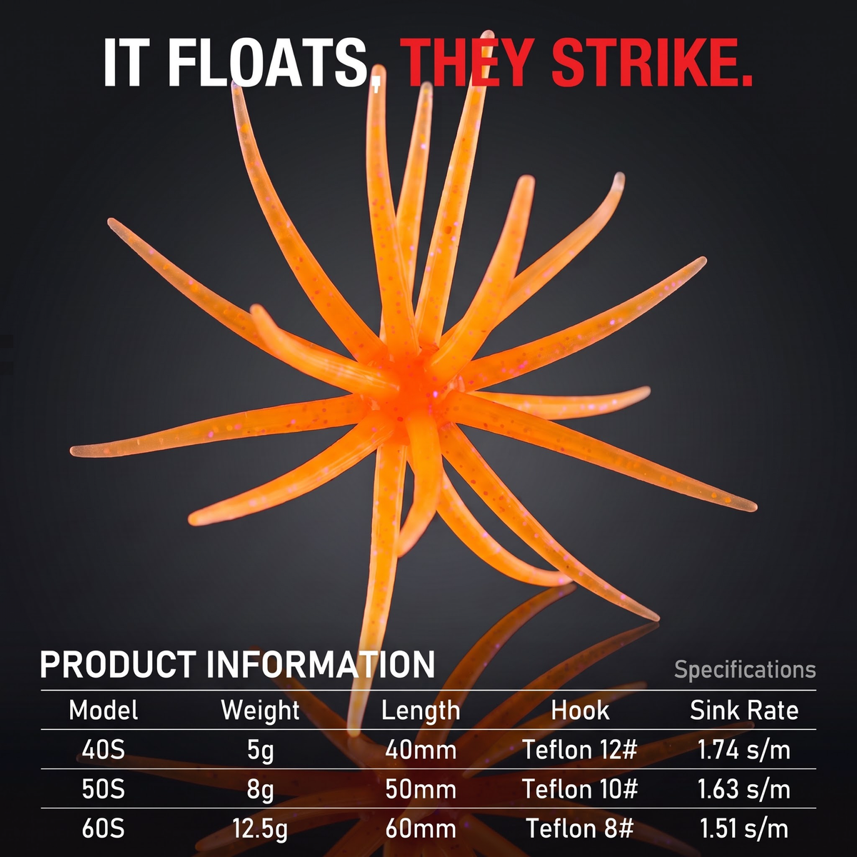 Sea Urchin Floating Creature Bait | TPE Soft Lure | 2 Sizes