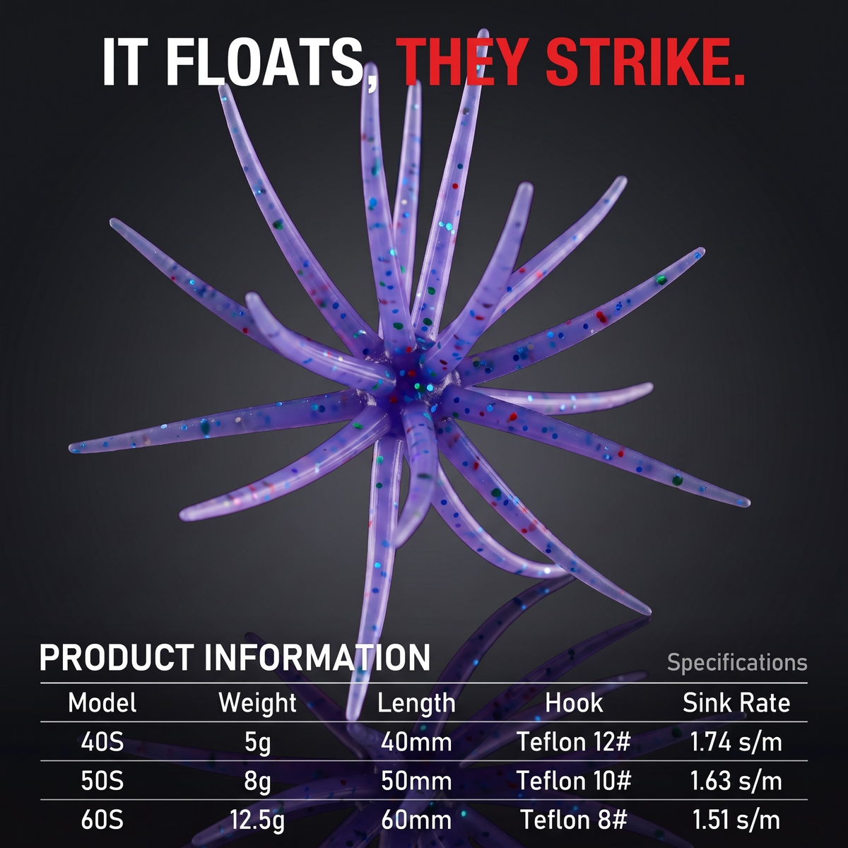 Sea Urchin Floating Creature Bait | TPE Soft Lure | 2 Sizes
