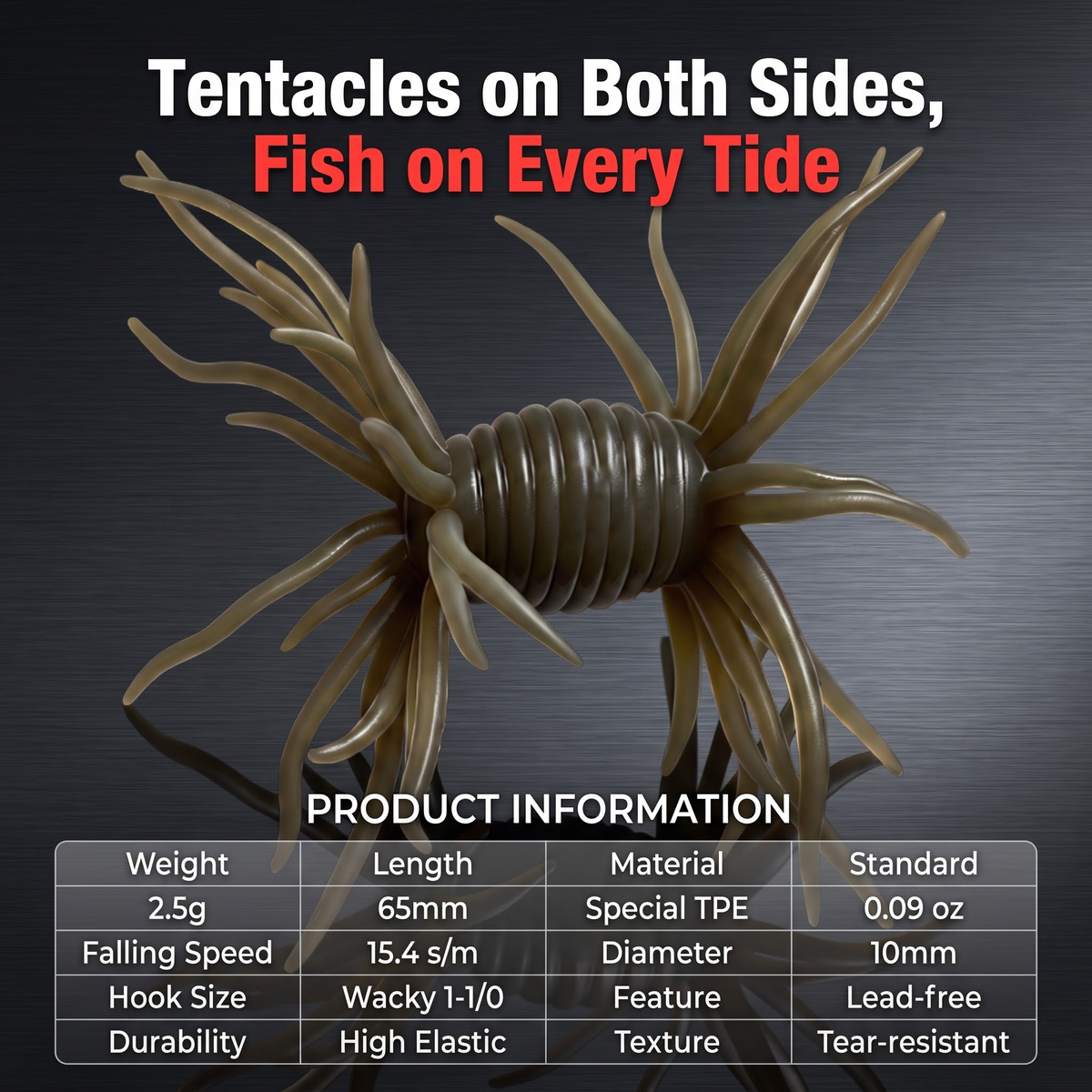 Tentacle Monster Dual-Tentacle Soft Bait | 4pc/pack | Lemon Scent + Amino Acid