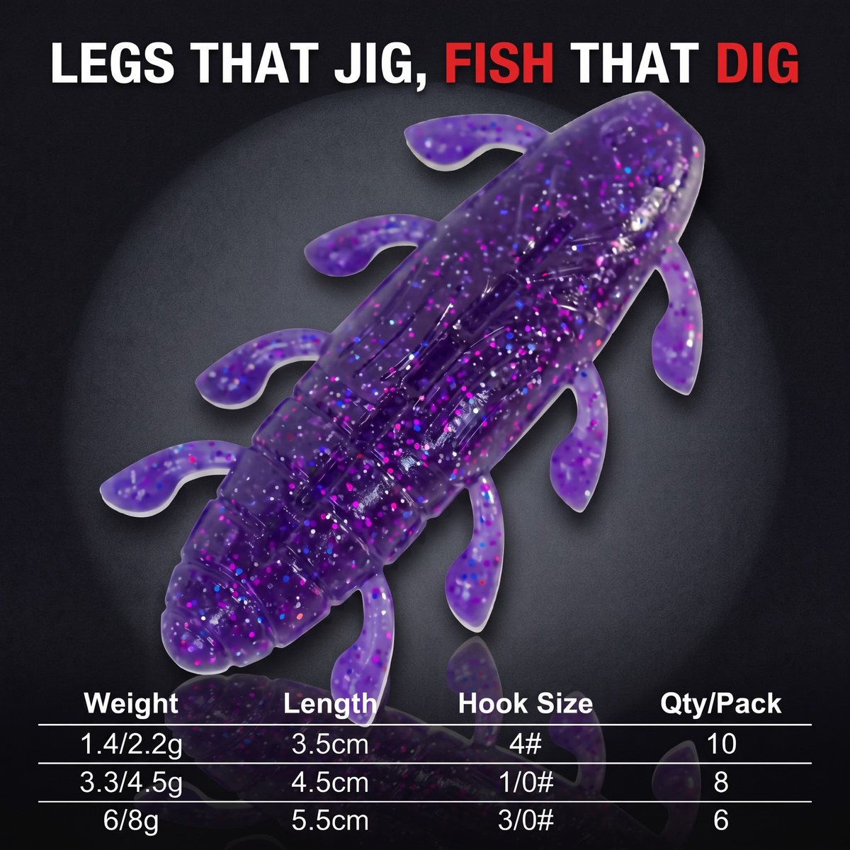 Cicada Multi-Leg Creature Bait — Salted Sinking Soft Plastic | 3 Sizes