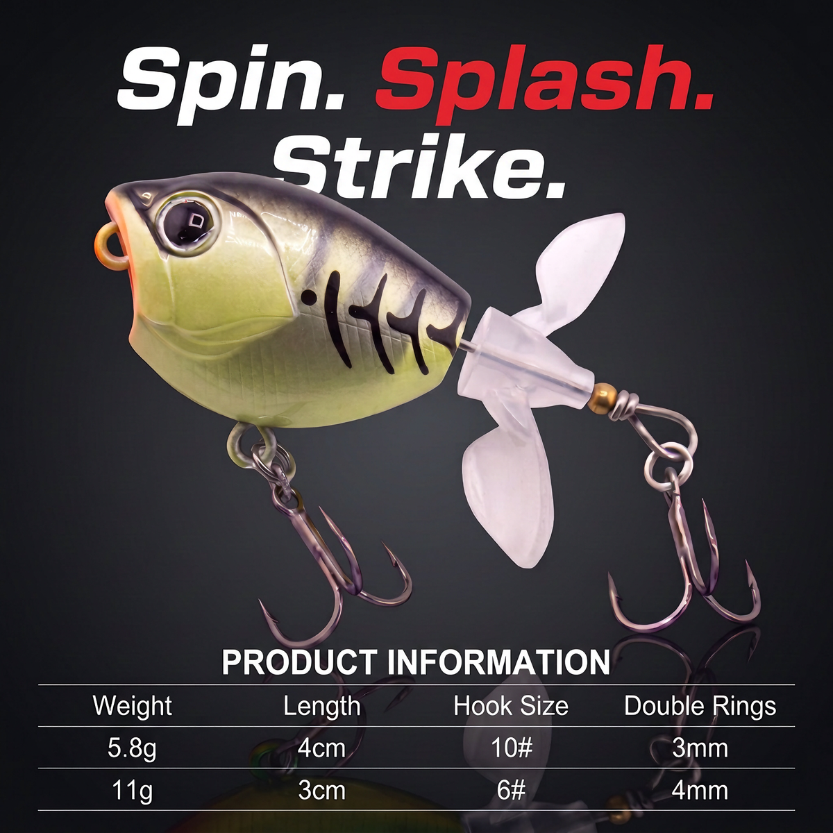 Topwater Tractor Lure — Double Propeller Surface Bait | Tungsten Weight