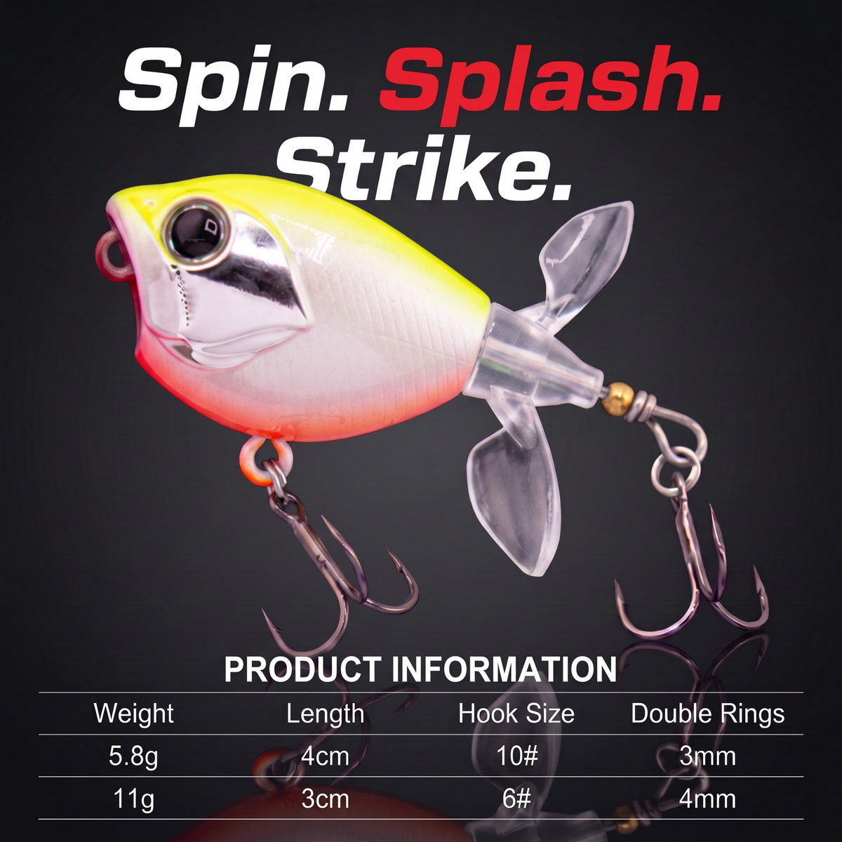Topwater Tractor Lure — Double Propeller Surface Bait | Tungsten Weight