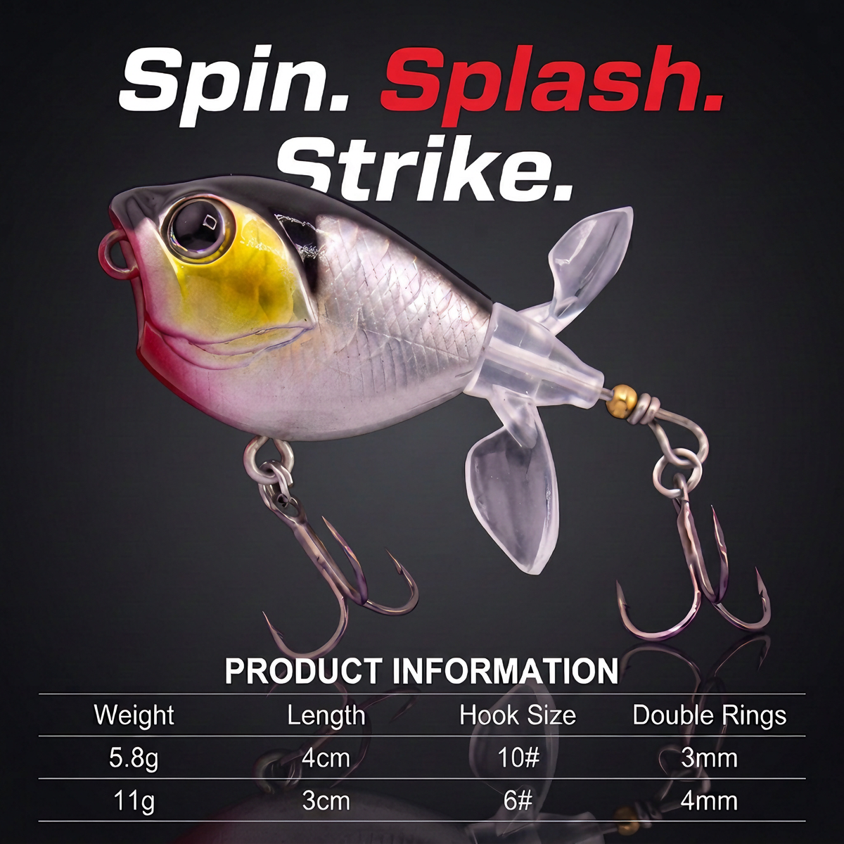 Topwater Tractor Lure — Double Propeller Surface Bait | Tungsten Weight