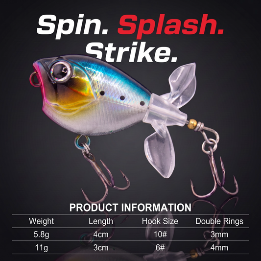 Topwater Tractor Lure — Double Propeller Surface Bait | Tungsten Weight