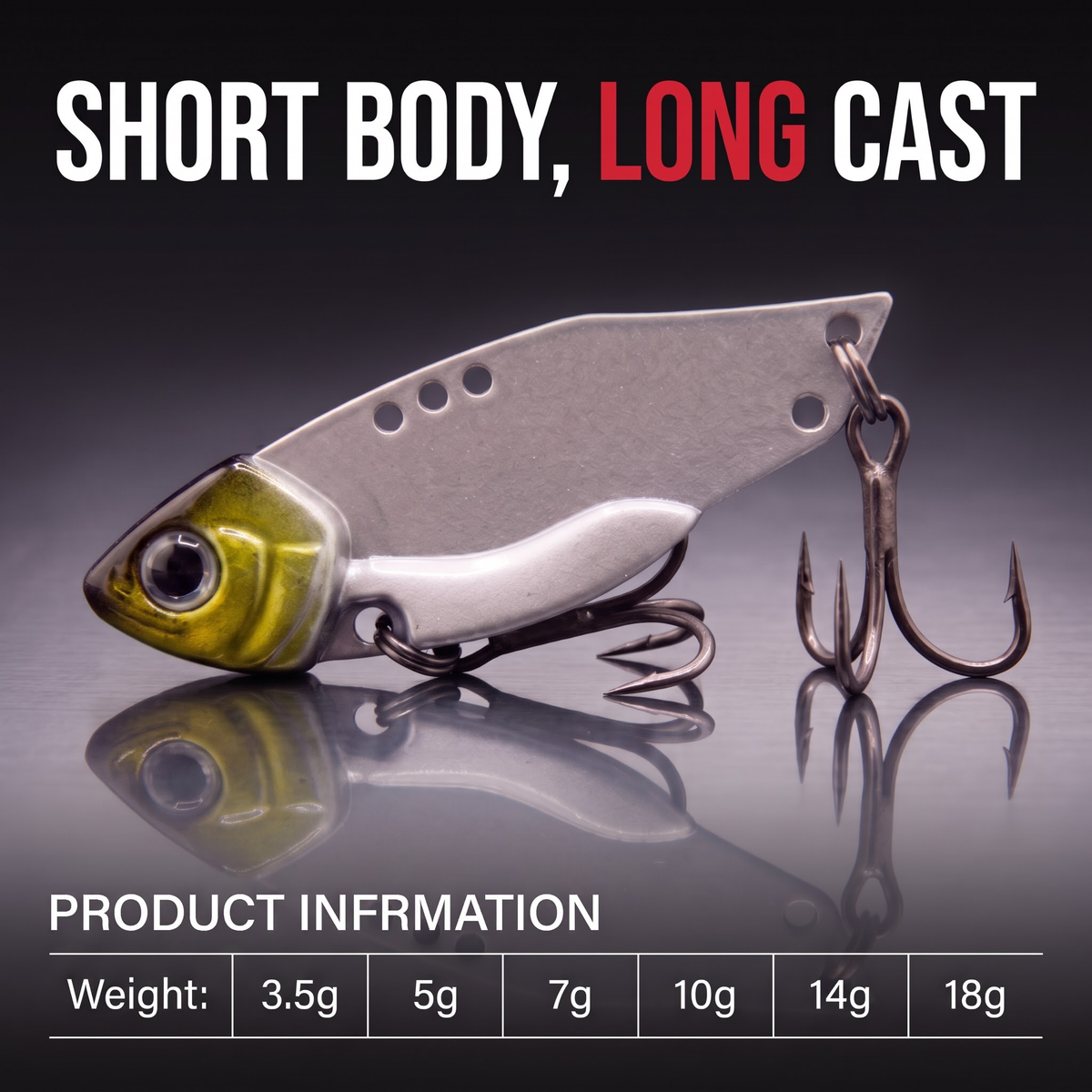 Metal VIB Blade Bait — Long Cast Sinking Vibrating Lure | Full Depth