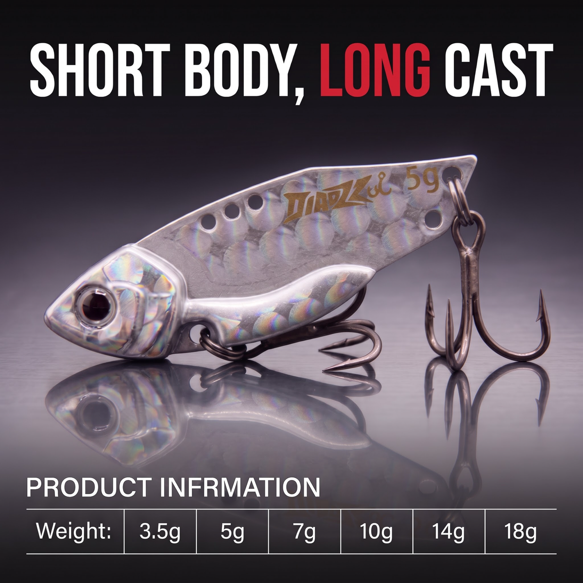 Metal VIB Blade Bait — Long Cast Sinking Vibrating Lure | Full Depth