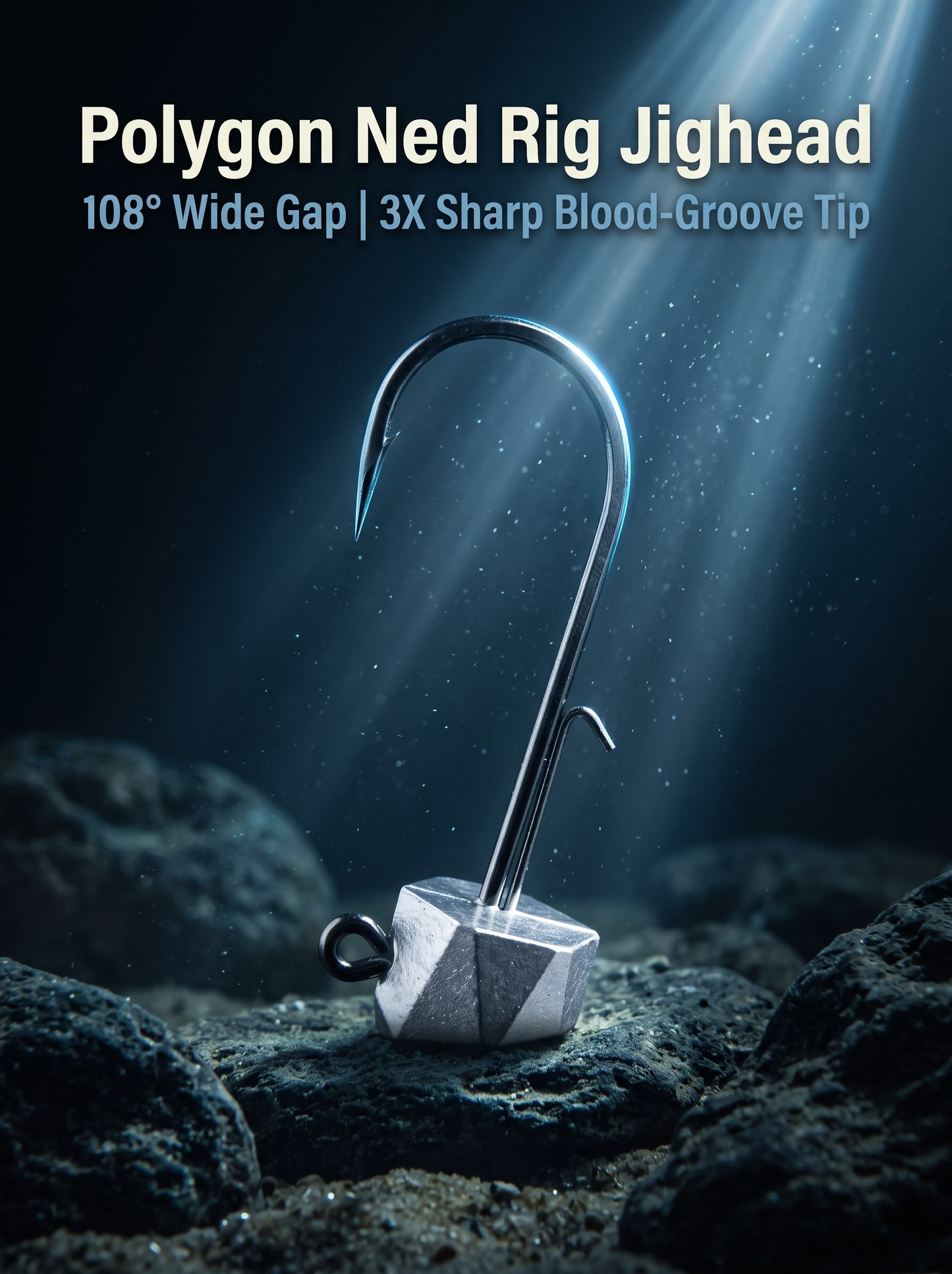 Polygon Ned Rig Jighead — 108° Wide Gap, Blood Groove Hook | 6pc & 30pc