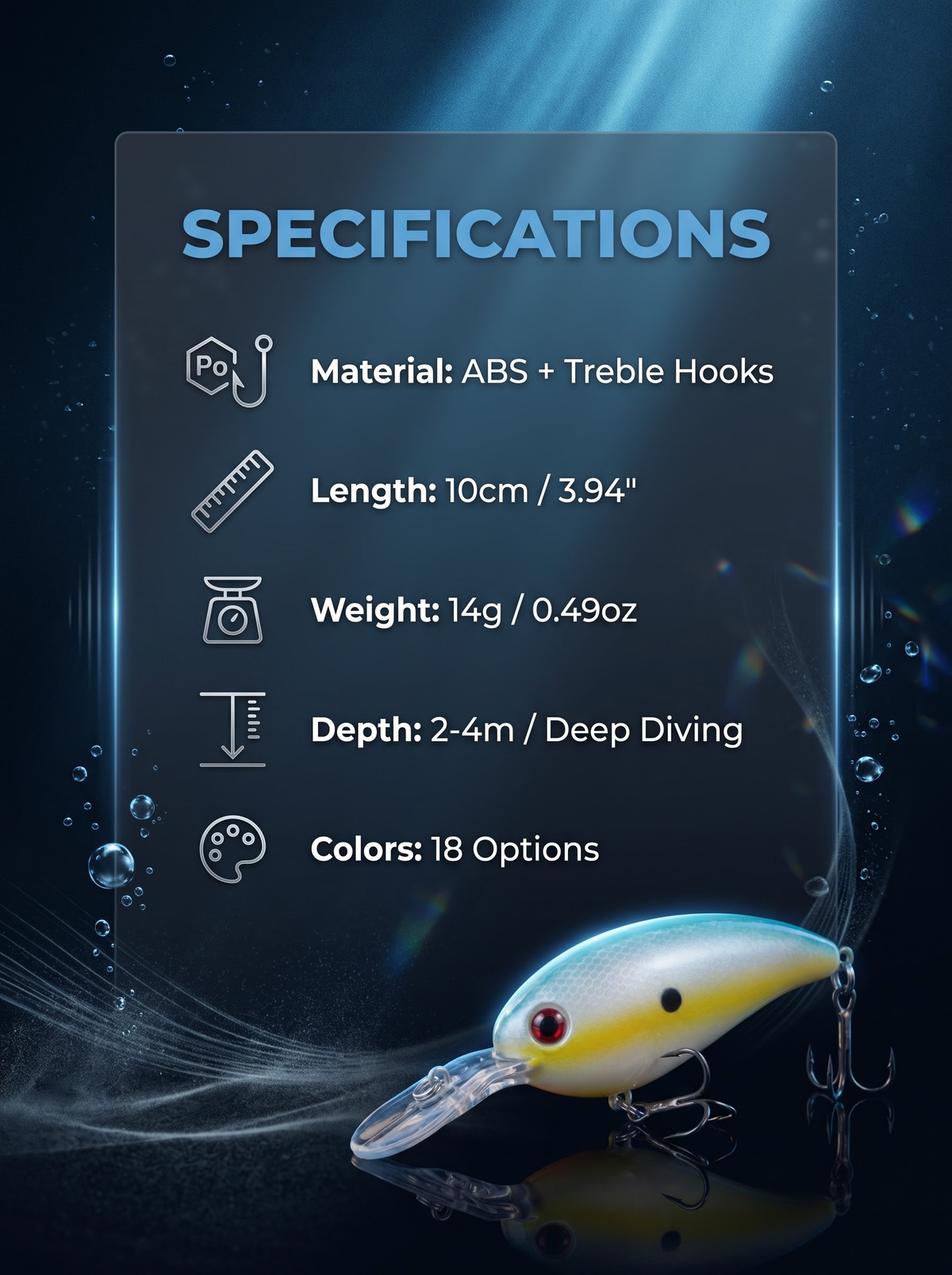 Deep Diving Crankbait CB031 - 10cm 14g Long Cast Hard Bait